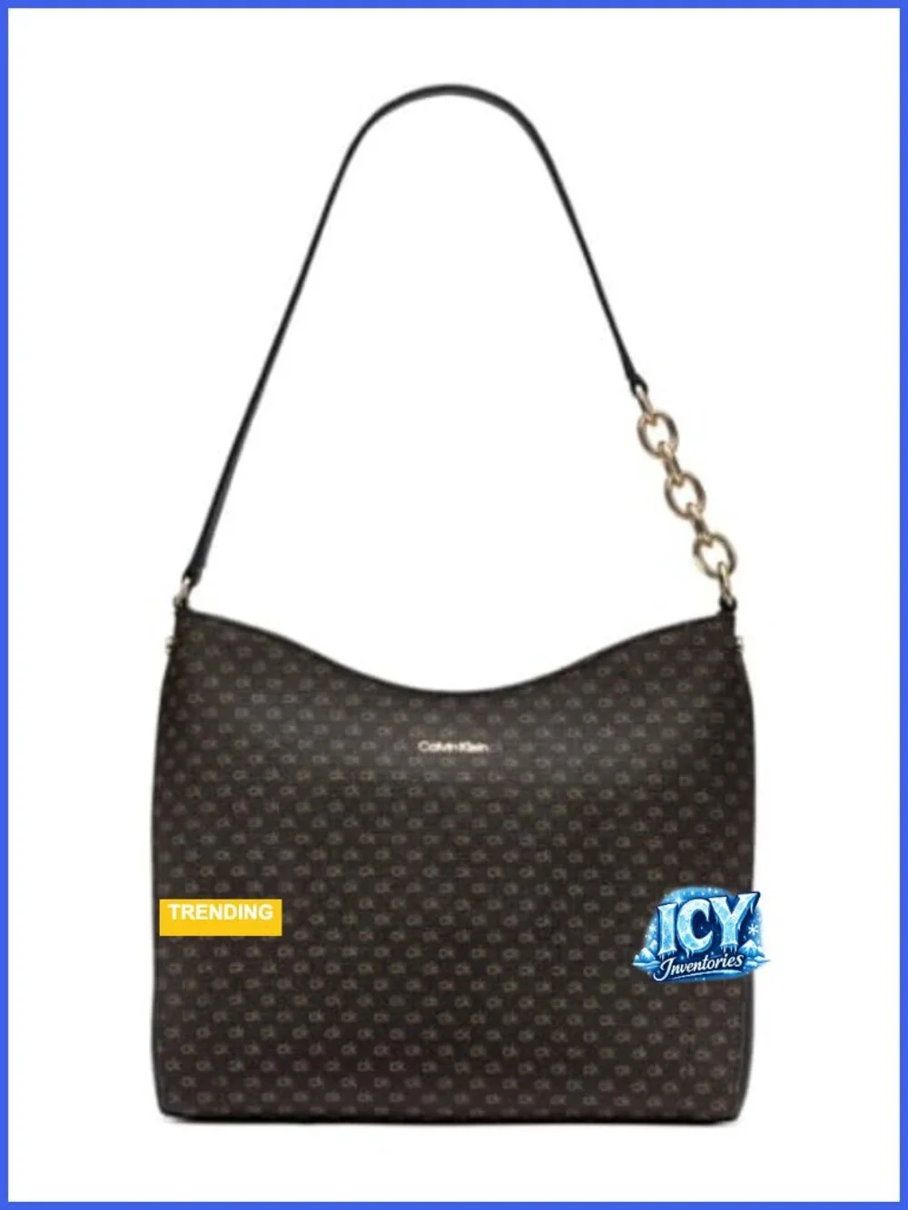 Faux Leather Hobo Shoulder Bag with Chain Strap, Interior Pockets